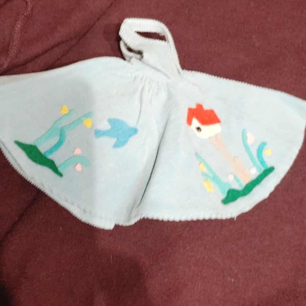 Barbie Light Blue Cape with Red, Green and Blue Appliqués